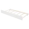 Elegant Full Size Wood Canopy Bed with Trundle | Sleek Brushed White Platform Bed, No Box Spring Required, Support Slats Included