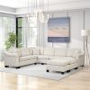 ULTRA-LUXE WHITE VELVET 4PC SECTIONAL SOFA w/ OTTOMAN & RIGHT CHAISE – 122”x91” | Spacious, Modern Comfort