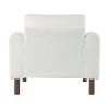 LUXURIOUS OVERSIZED ACCENT CHAIR – PLUSH UPHOLSTERED SINGLE SEAT WITH CURVED HANDRAIL & WALNUT LEGS – ELEGANT WHITE LIVING ROOM CHAIR