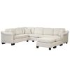 ULTRA-LUXE WHITE VELVET 4PC SECTIONAL SOFA w/ OTTOMAN & RIGHT CHAISE – 122”x91” | Spacious, Modern Comfort