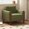 OVERSIZED GREEN ACCENT CHAIR | LUXE UPHOLSTERED SOFA WITH WALNUT LEGS & CURVED ARMS