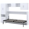 STYLISH WHITE TWIN MURPHY BED | STORAGE DRAWERS, OPEN SHELVES & BUILT-IN WARDROBE – SPACE-SAVING FURNITURE