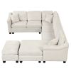 ULTRA-LUXE WHITE VELVET 4PC SECTIONAL SOFA w/ OTTOMAN & RIGHT CHAISE – 122”x91” | Spacious, Modern Comfort