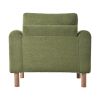 OVERSIZED GREEN ACCENT CHAIR | LUXE UPHOLSTERED SOFA WITH WALNUT LEGS & CURVED ARMS