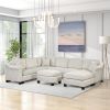 ULTRA-LUXE WHITE VELVET 4PC SECTIONAL SOFA w/ OTTOMAN & RIGHT CHAISE – 122”x91” | Spacious, Modern Comfort