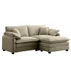 Two-Seater Sofa with One Footrest, L-Shaped 2-Seater Sofa with Ottoman for Small Living Spaces,Tan Corduroy