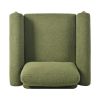 OVERSIZED GREEN ACCENT CHAIR | LUXE UPHOLSTERED SOFA WITH WALNUT LEGS & CURVED ARMS