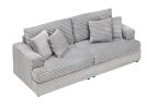 79" GRAY CORDUROY SOFA – STYLISH 3-SEATER COUCH WITH 4 PLUSH PILLOWS | MODERN LIVING ROOM COMFORT