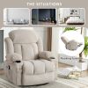 Ultimate Beige Swing Recliner Sofa with Heated Massage, USB Ports & Cup Holders – Cozy Relaxation Redefined