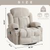 Ultimate Beige Swing Recliner Sofa with Heated Massage, USB Ports & Cup Holders – Cozy Relaxation Redefined