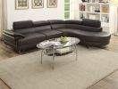 LUXURY ESPRESSO FAUX LEATHER SECTIONAL SOFA SET WITH FLIP-UP HEADREST – 2PC