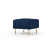 Navy Blue Channel Tufted Ottoman Bench Upholstered Velvet Footrest Stool Accent Bench for Entryway Living Room Bedroom