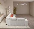 LUXURIOUS L-SHAPED MODULAR SECTIONAL SOFA WITH ARMRESTS & WOODEN FRAME - STYLISH CREAM BEIGE COMFORT