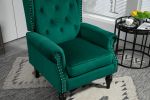 STYLISH GREEN WOOD FRAME ACCENT CHAIR – MODERN LOUNGE SEATING FOR LIVING ROOM & BEDROOM