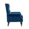 NAVY WOOD FRAME ACCENT CHAIR - MODERN LOUNGE SEATING WITH STURDY WOOD LEGS | COOLMORE ARMCHAIR FOR LIVING ROOM & BEDROOM