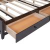 LUXURY FULL SIZE WOODEN BED W/ STORAGE SHELVES & CABINET - ESPRESSO FINISH | SPACE-SAVING DESIGN