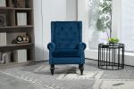 NAVY WOOD FRAME ACCENT CHAIR - MODERN LOUNGE SEATING WITH STURDY WOOD LEGS | COOLMORE ARMCHAIR FOR LIVING ROOM & BEDROOM