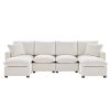 ULTIMATE 6-SEAT U-SHAPE MODULAR SOFA | CHENILLE SECTIONAL COUCH SET W/ PILLOWS