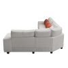 LUXURIOUS L-SHAPED MODULAR SECTIONAL SOFA WITH ARMRESTS & WOODEN FRAME - STYLISH CREAM BEIGE COMFORT