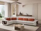 LUXURIOUS L-SHAPED MODULAR SECTIONAL SOFA WITH ARMRESTS & WOODEN FRAME - STYLISH CREAM BEIGE COMFORT