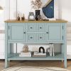 Cambridge Series Vintage Lime White Console Table with Ample Storage – 4 Drawers & Bottom Shelf for Living Rooms, Entrances & Kitchens