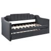 STYLISH BLACK UPHOLSTERED TWIN DAYBED WITH TRUNDLE | SPACE-SAVING SLEEPER