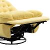 360Â° Swivel Recliner Adjustable Chair Chenille Glider Swivel Reclining Sofa Chair with Black Metal Round Base - Yellow