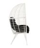 Lounge Chair; Black Fabric & White Wicker