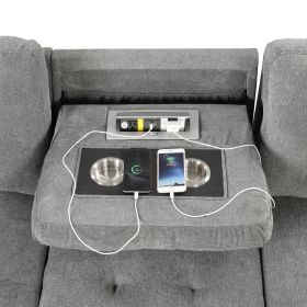 SLEEK GRAY CHAISE LOUNGE SECTIONAL - STORAGE, PULL-OUT BED & USB CHARGER