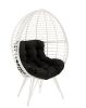 Lounge Chair; Black Fabric & White Wicker