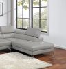 Elegant Light Gray 2-Piece Sectional Couch Set – Faux Leather Living Room Sofa with Adjustable Armrests & Headrests