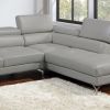 Elegant Light Gray 2-Piece Sectional Couch Set – Faux Leather Living Room Sofa with Adjustable Armrests & Headrests