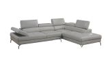 Elegant Light Gray 2-Piece Sectional Couch Set – Faux Leather Living Room Sofa with Adjustable Armrests & Headrests