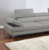 Elegant Light Gray 2-Piece Sectional Couch Set – Faux Leather Living Room Sofa with Adjustable Armrests & Headrests