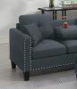 CHARCOAL 3-PCS SECTIONAL SOFA SET | LAF & RAF CHAISE + STORAGE OTTOMAN | LINEN-LIKE FABRIC LIVING ROOM FURNITURE