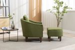 Accent Chair with Ottoman - Mid Century Modern Barrel Chair Upholstered Club Tub Round Arms Chair for Living Room