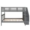 FULL-OVER-FULL STAIRWAY BUNK BED WITH STORAGE – GRAY BEDROOM & DORM SOLUTION