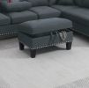 CHARCOAL 3-PCS SECTIONAL SOFA SET | LAF & RAF CHAISE + STORAGE OTTOMAN | LINEN-LIKE FABRIC LIVING ROOM FURNITURE