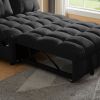 LUXURY BLACK VELVET SOFA BED | PULL-OUT, REMOVABLE BACKREST, USB PORT & SWIVEL PHONE STAND