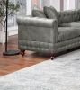 SLATE GREY LUXURY LEATHERETTE 4PC SECTIONAL SET | REVERSIBLE LOVESSEAT & OTTOMAN | TUFTED COMFORT