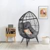 Wicker Egg Chair Indoor Basket Wicker Chair with Grey Cushion