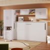 STYLISH WHITE TWIN MURPHY BED | STORAGE DRAWERS, OPEN SHELVES & BUILT-IN WARDROBE – SPACE-SAVING FURNITURE