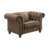 LUXURIOUS BROWN TUFTED ACCENT CHAIR WITH PILLOW | ELEGANT & COMFY SEAT