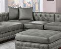 SLATE GREY LUXURY LEATHERETTE 4PC SECTIONAL SET | REVERSIBLE LOVESSEAT & OTTOMAN | TUFTED COMFORT