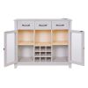 47" MODERN FARMHOUSE BUFFET CABINET WITH LED & WINE RACK