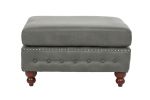 SLATE GREY LUXURY LEATHERETTE 4PC SECTIONAL SET | REVERSIBLE LOVESSEAT & OTTOMAN | TUFTED COMFORT