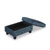 LUXURY NAVY BLUE VELVET 3-SEATER SECTIONAL SOFA WITH MULTI-FUNCTIONAL FOOTSTOOL & STORAGE