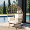 Luxurious Oversized Wicker Egg Chair with Stand & Cushions – Ultimate Indoor & Outdoor Lounger for Patio, Porch, Balcony & Living Room