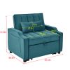 Luxurious 3-in-1 Blue Velvet Armchair Sofa Bed | Modern Convertible Couch for Living Room