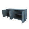 LARGE 60" 4-DOOR BLUE STORAGE CABINET | VERSATILE FOR LIVING ROOM, KITCHEN & BEDROOM